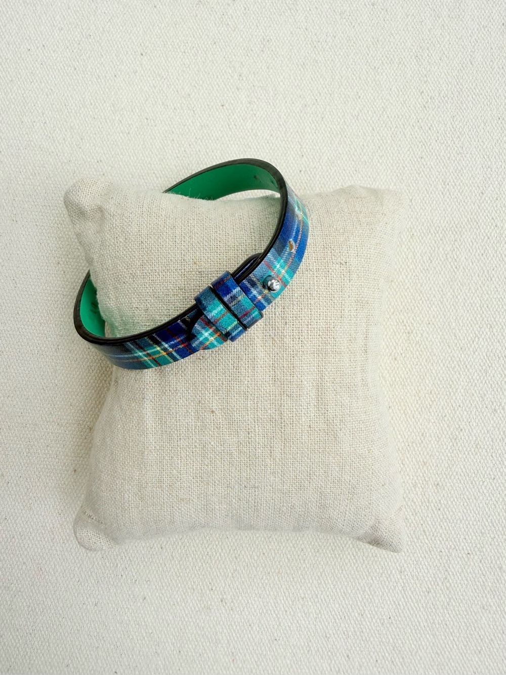 *Single Leather Bracelet Band* KEEP COLLECTIVE Retired Harris Plaid Pin Closure